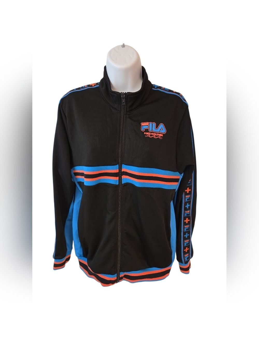 Fila Pink Dolphin Women's Black Track Jacket Size S - Picture 2 of 6